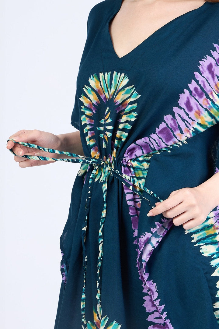 Rayon Boho Tops for Women One Size - Kimono - Teal - Lannaclothesdesign Shop