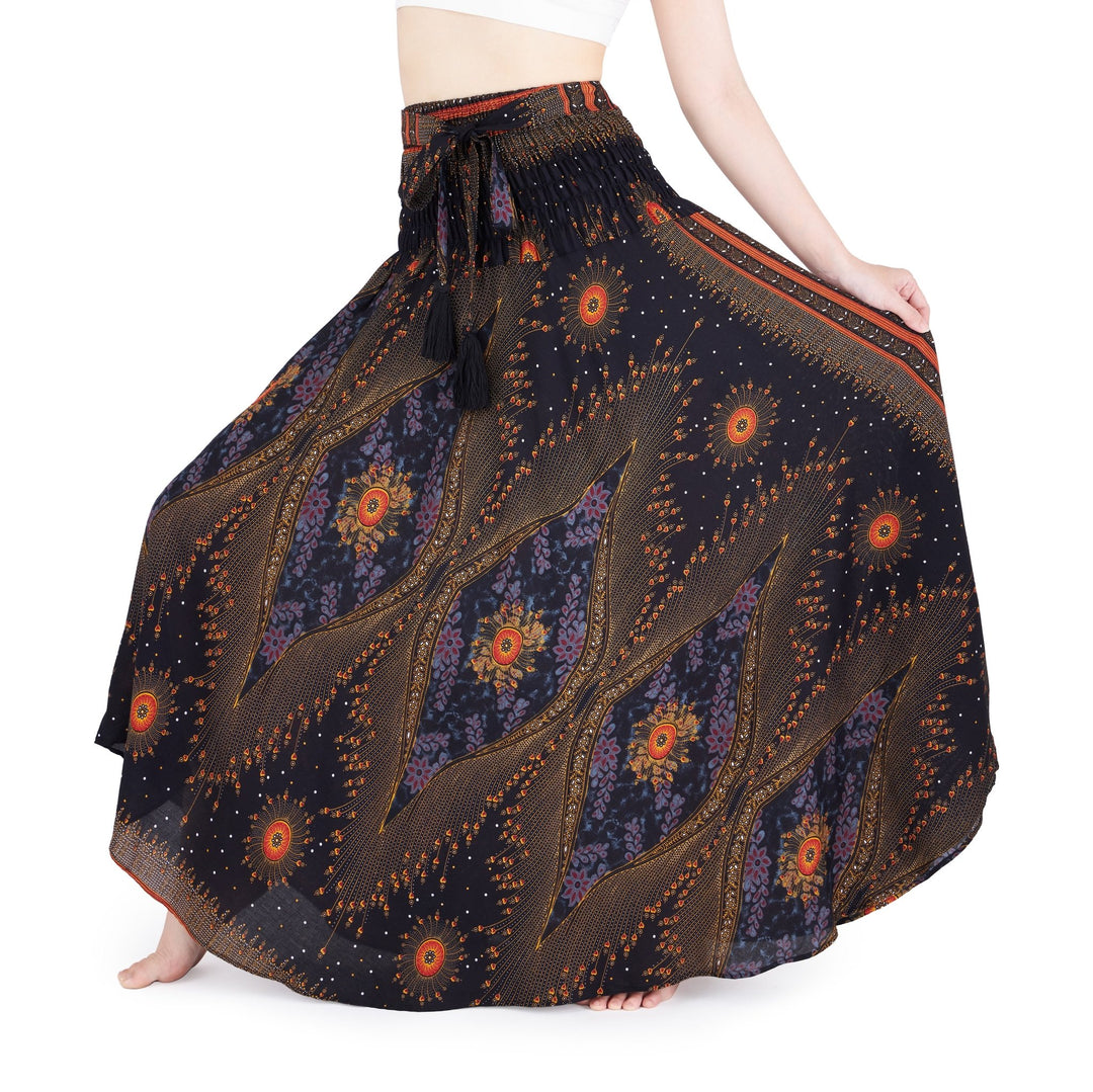 BLACK BOHEMIAN LONG HIPPIE SKIRT - Lannaclothesdesign Shop