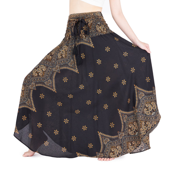 BLACK PEACOCK FLOWER LONG SKIRT - Lannaclothesdesign Shop