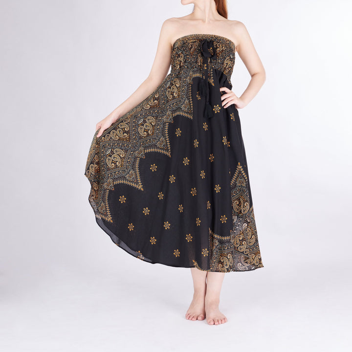 BLACK PEACOCK FLOWER LONG SKIRT - Lannaclothesdesign Shop