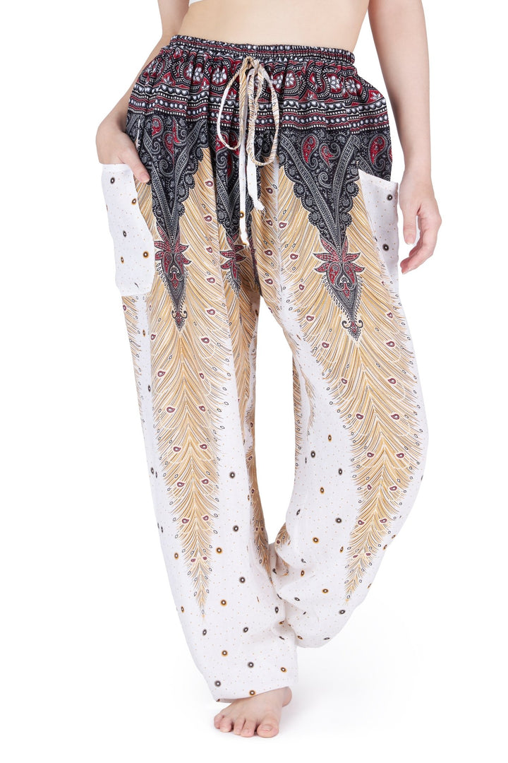 Drawstring Peacock Harem Pants - Lannaclothesdesign Shop