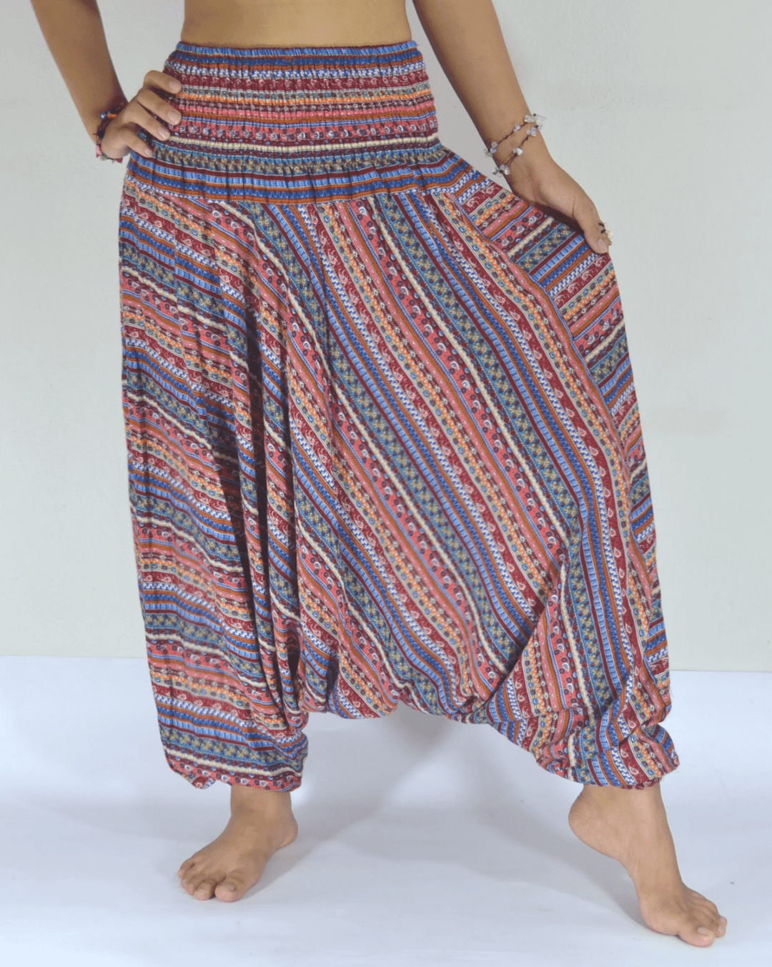 Red Boho Harem Pants - Lannaclothesdesign Shop