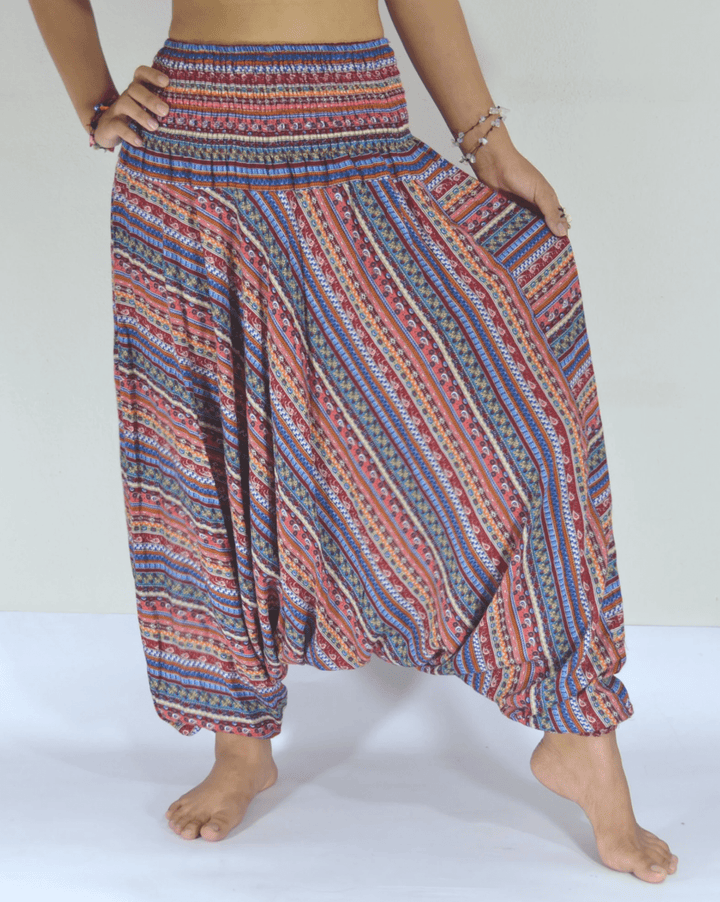 Red Boho Harem Pants - Lannaclothesdesign Shop