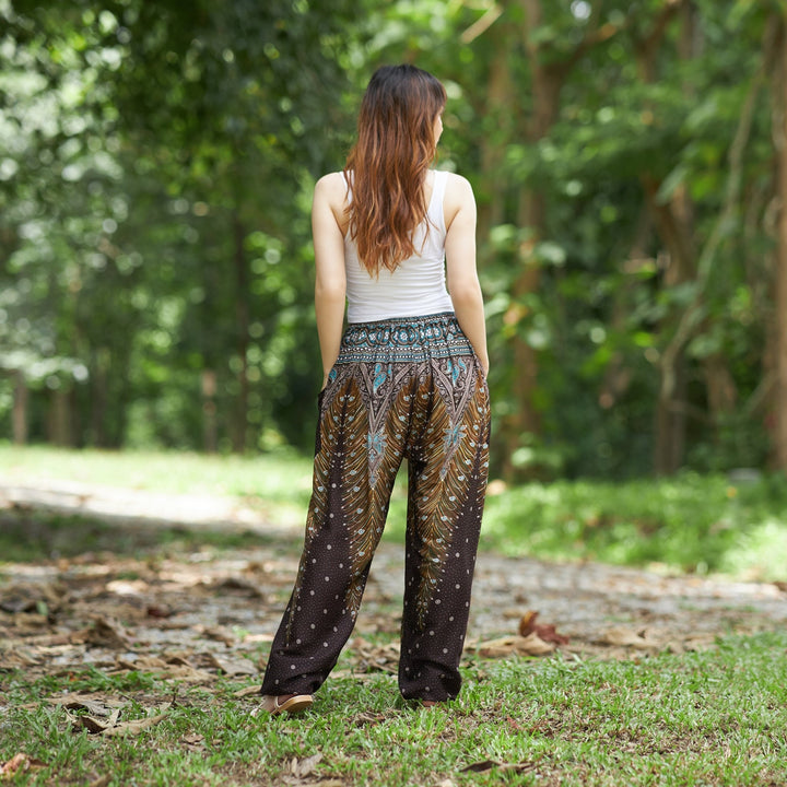 Drawstring Peacock Harem Pants - Lannaclothesdesign Shop