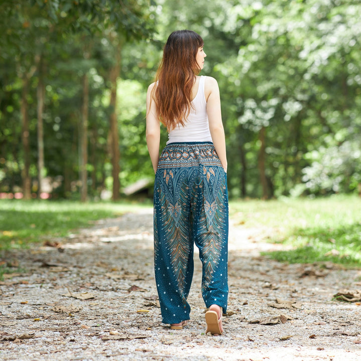 Drawstring Peacock Harem Pants - Lannaclothesdesign Shop