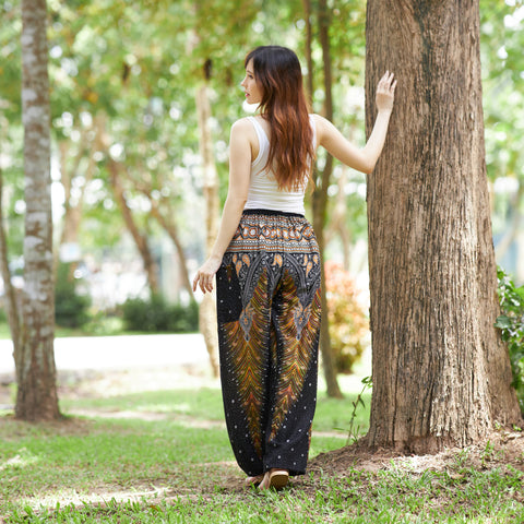 Drawstring Peacock Harem Pants