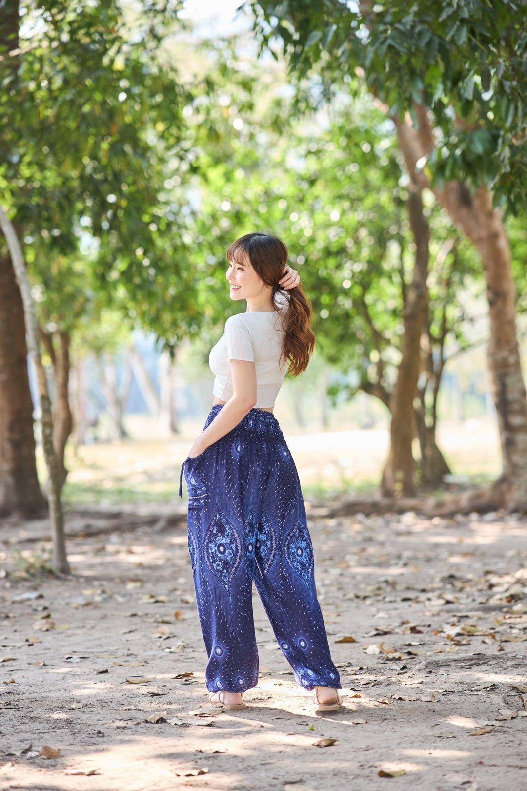 Bright Flower Eye Harem Pants - Lannaclothesdesign Shop