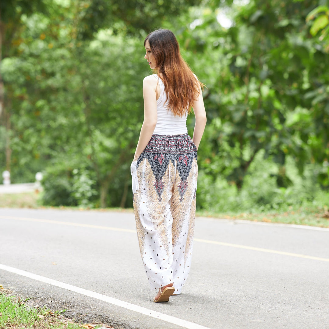 Drawstring Peacock Harem Pants - Lannaclothesdesign Shop