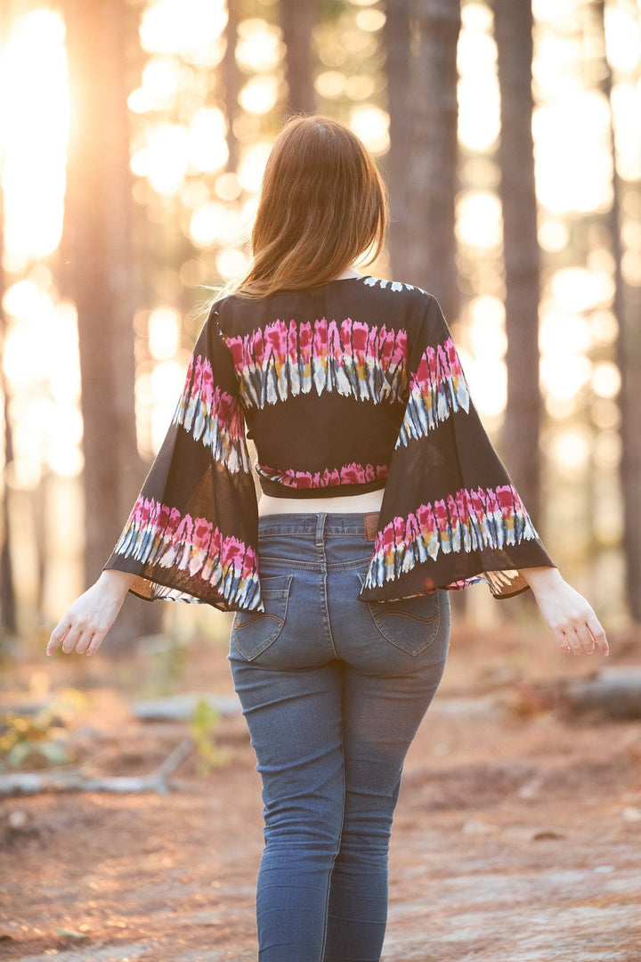 Long Sleeve Boho Top - Casual Shirt - Black - Lannaclothesdesign Shop