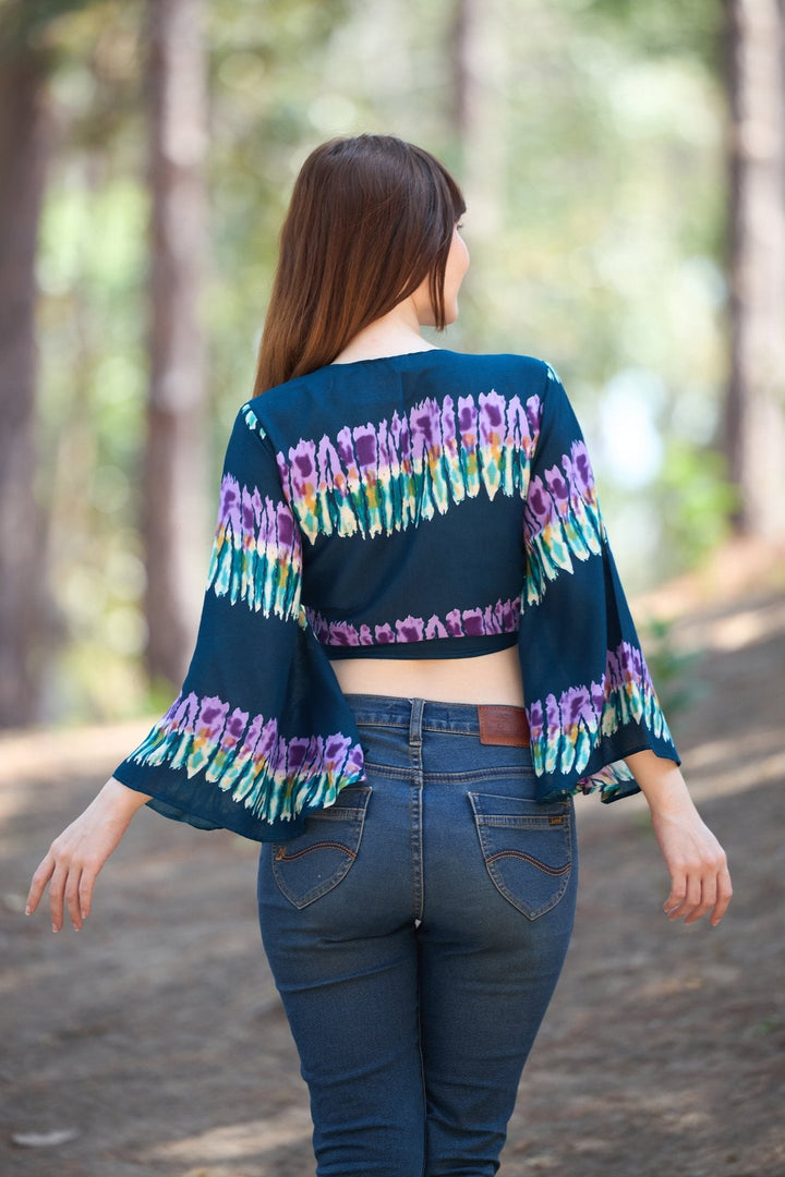 Long Sleeve Boho Top - Casual Shirt - Teal - Lannaclothesdesign Shop