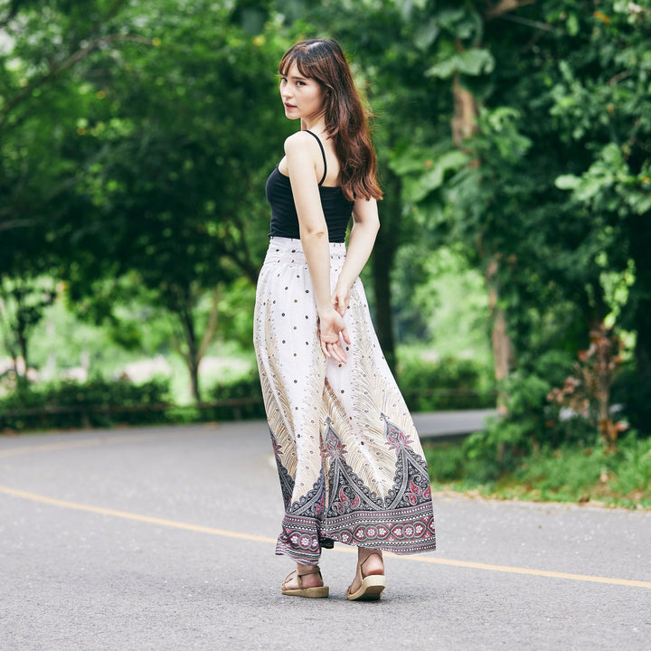 Womens Peacock Design Palazzo Pants - Lannaclothesdesign Shop