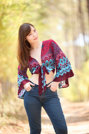 Women Boho Wrap Top - Casual Shirt