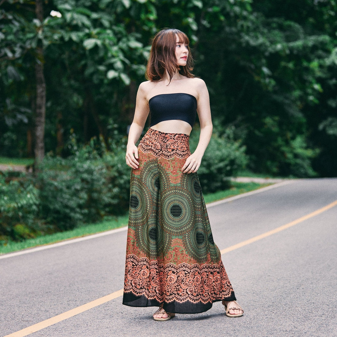 Womens Rose Design Wide Leg Palazzo Pants - Lannaclothesdesign Shop