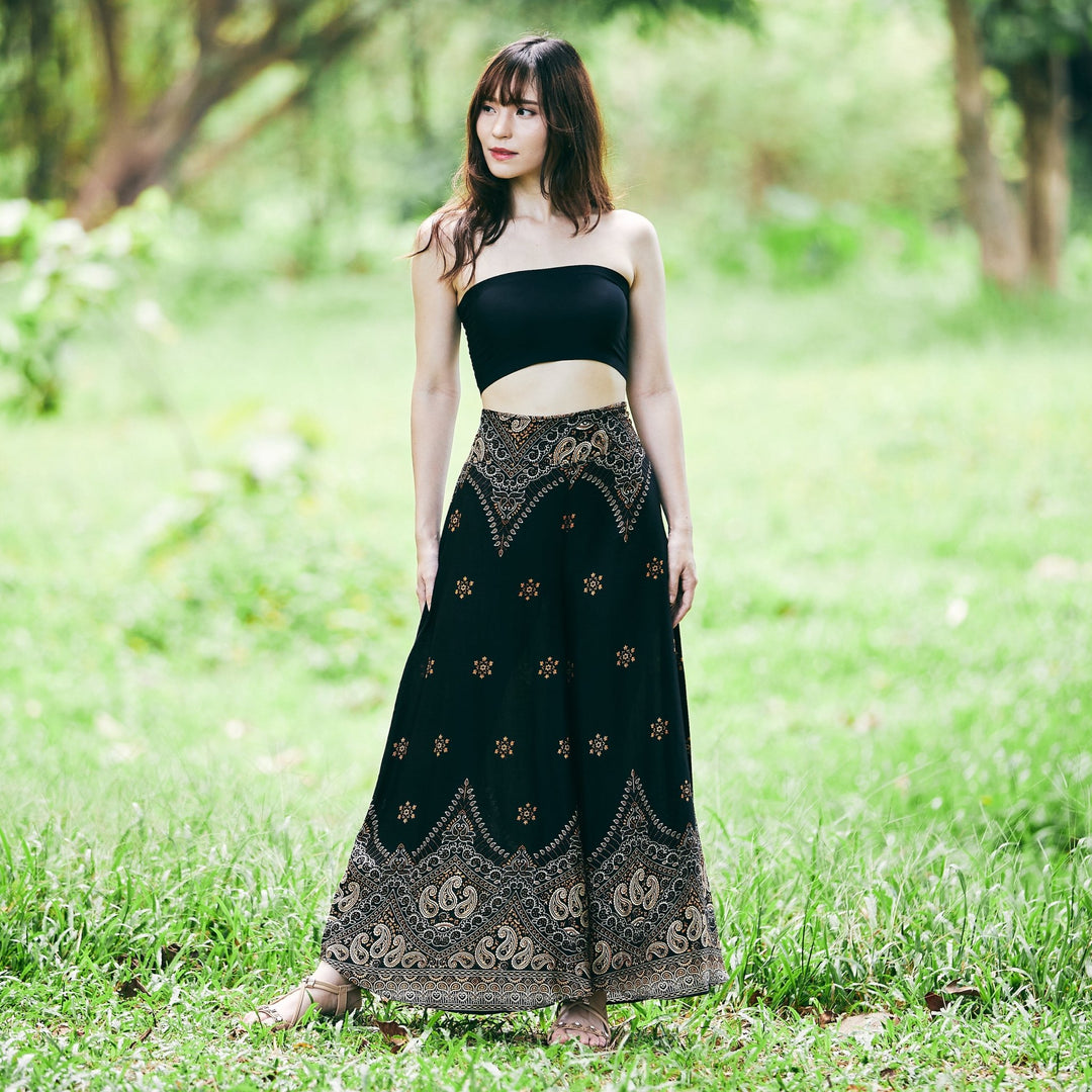 Womens Peacock Flower Palazzo Pants - Lannaclothesdesign Shop