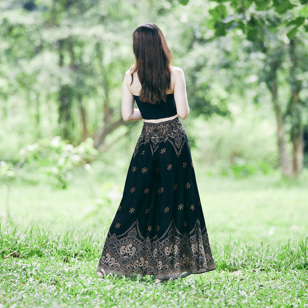 Womens Peacock Flower Palazzo Pants - Lannaclothesdesign Shop