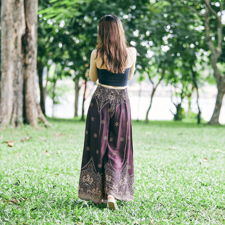 Womens Peacock Flower Palazzo Pants - Lannaclothesdesign Shop