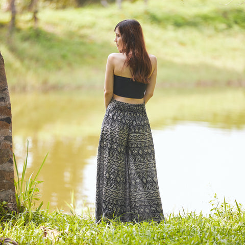 Elephant Design Wide Leg Palazzo Pants