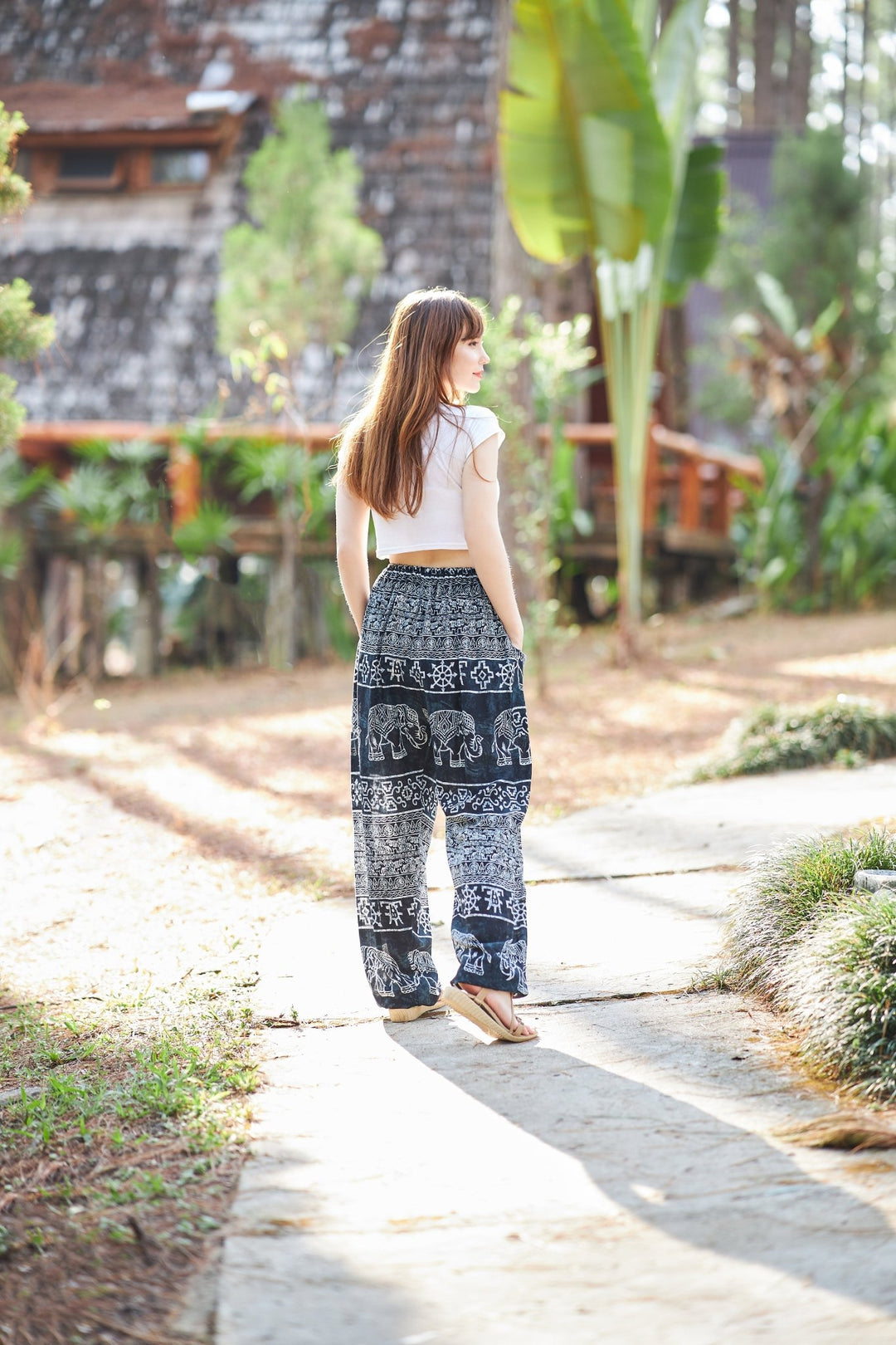 Big Elephant Harem Pants with Drawstring - Lannaclothesdesign Shop