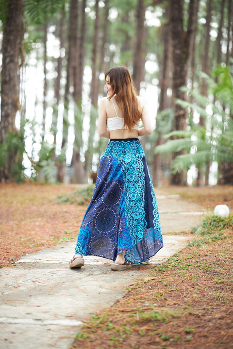 BRIGHT BLUE BOHO MAXI SKIRT