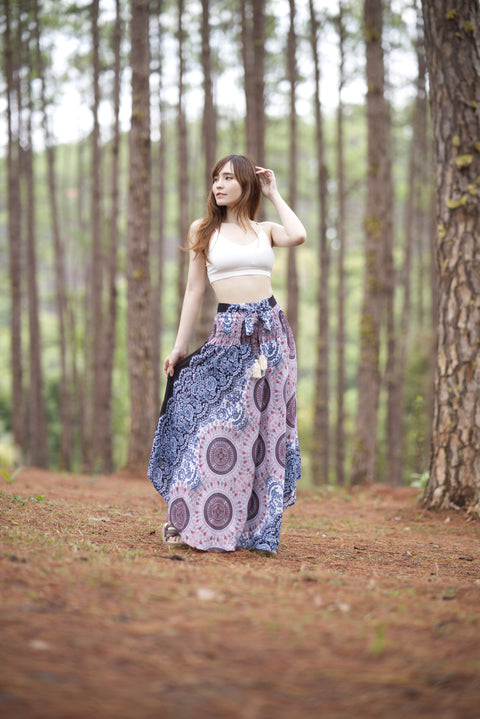 WOMENS LONG MANDALA BOHO SKIRT