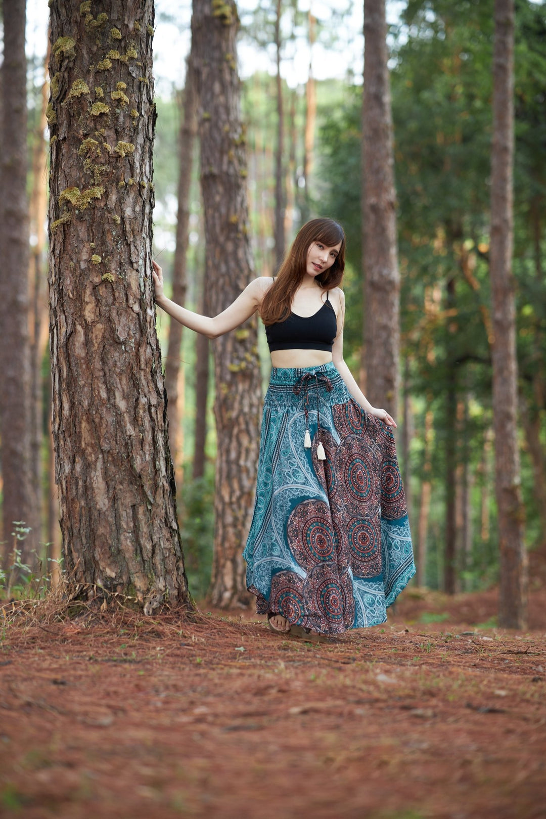 Mono Mandala Long Boho Skirts - Lannaclothesdesign Shop