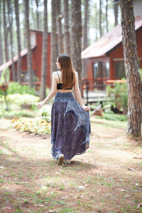 Mono Mandala Long Boho Skirts