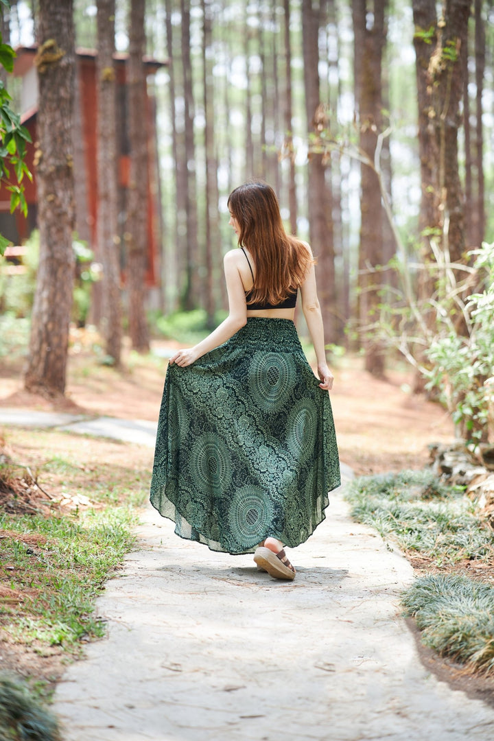 Double Rose Long Boho Skirts - Lannaclothesdesign Shop