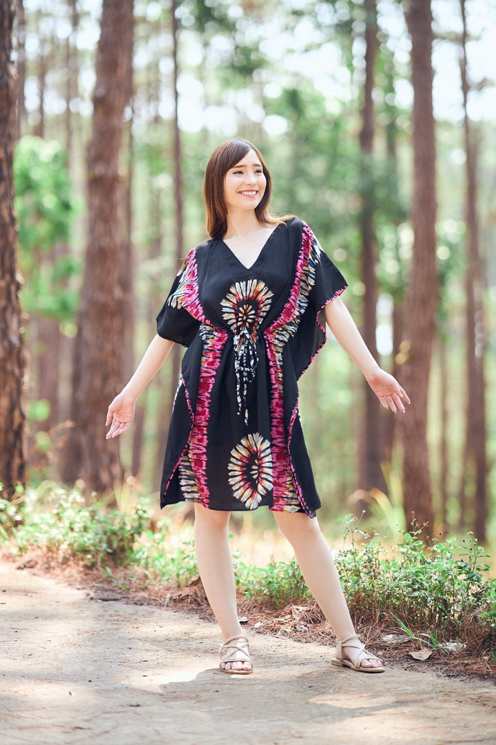 Rayon Boho Tops for Women One Size - Kimono - Black - Lannaclothesdesign Shop