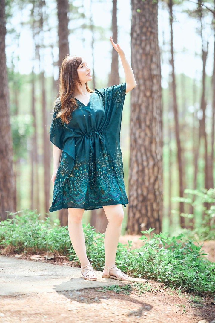 Rayon Boho Tops for Women One Size - Kimono - Green - Lannaclothesdesign Shop