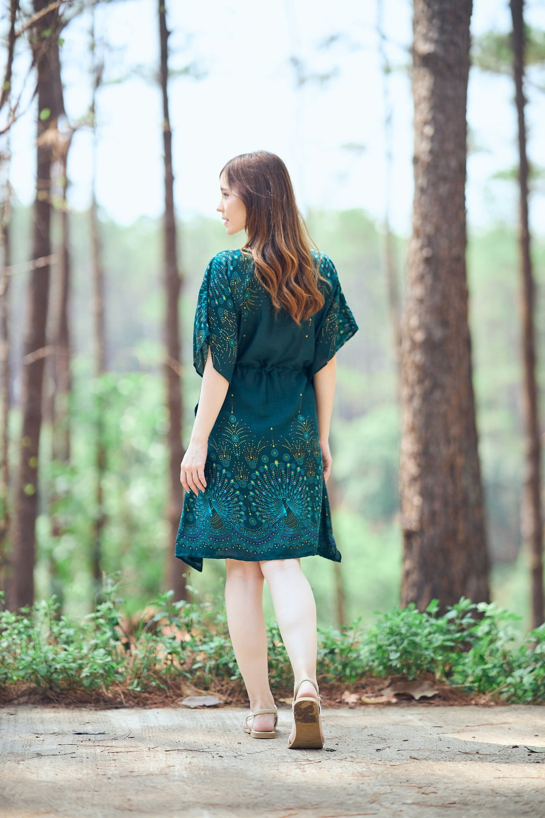 Rayon Boho Tops Dress Kimono - Green Firework - Lannaclothesdesign Shop