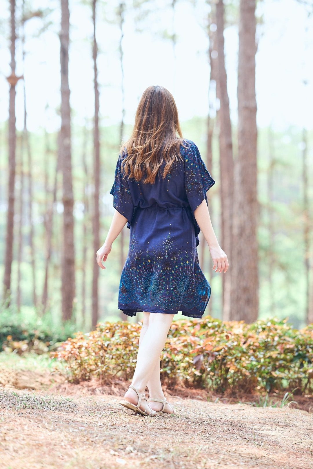 Rayon Boho Tops for Women One Size - Kimono - Dark Blue - Lannaclothesdesign Shop