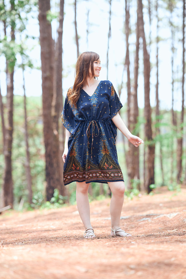 Rayon Boho Tops for Women One Size - Kimono - Dark Blue