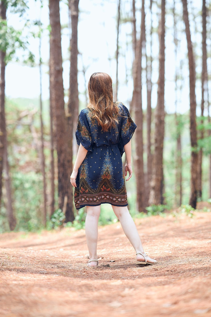 Rayon Boho Tops for Women One Size - Kimono - Dark Blue - Lannaclothesdesign Shop