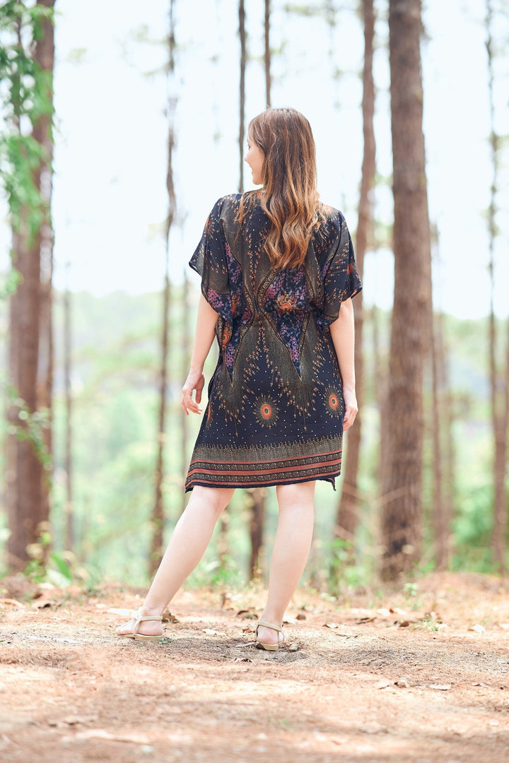 Rayon Boho Tops for Women One Size - Kimono - Black - Lannaclothesdesign Shop