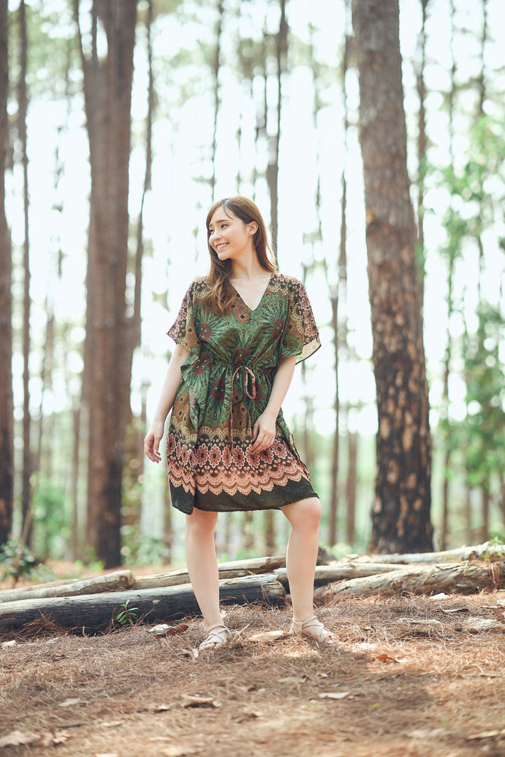Rayon Boho Tops for Women One Size - Kimono - Green - Lannaclothesdesign Shop