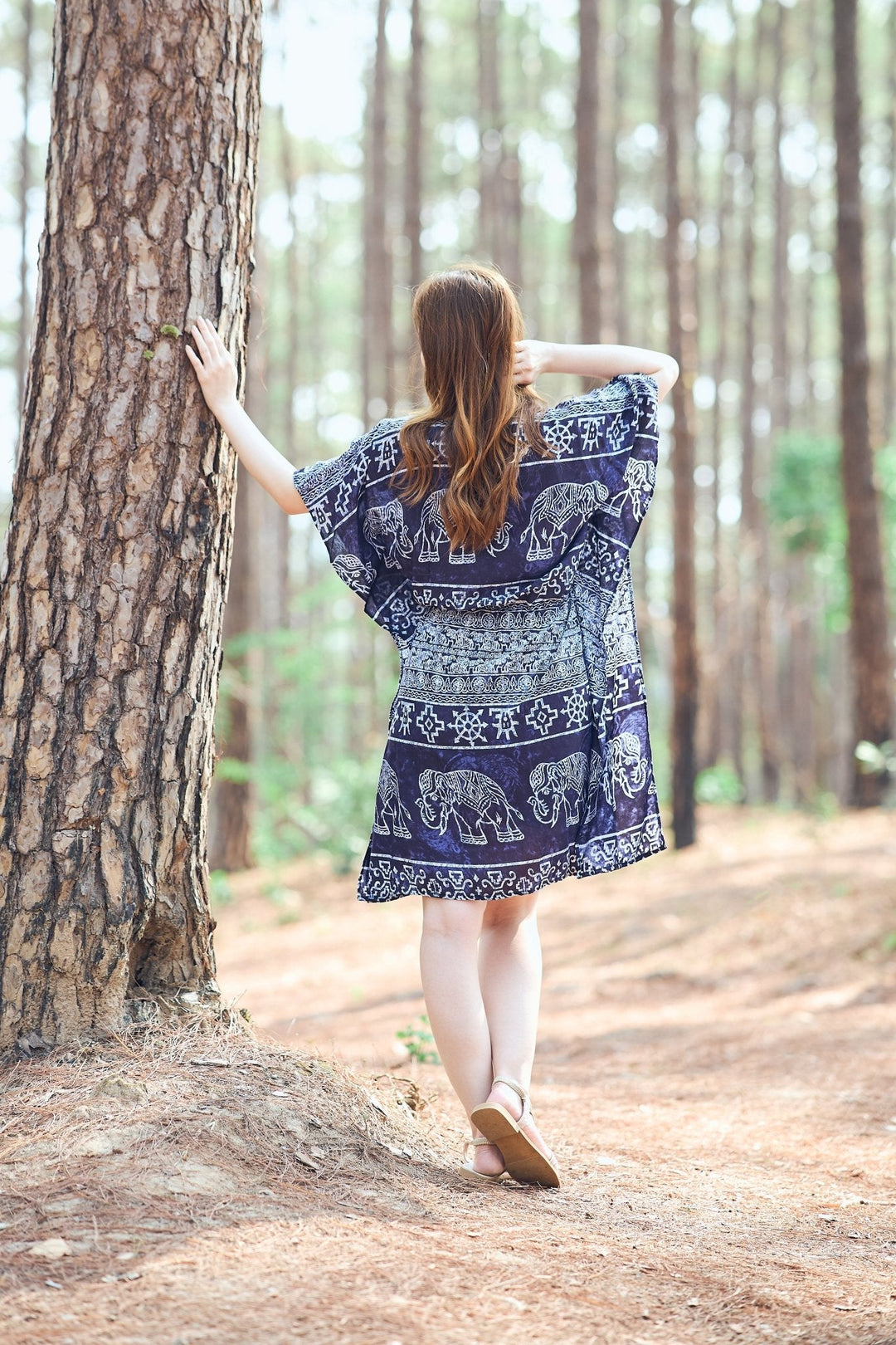 Rayon Boho Tops for Women One Size - Kimono - Dark Blue - Lannaclothesdesign Shop
