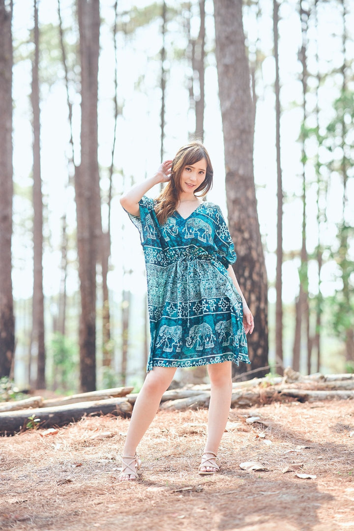 Rayon Boho Tops for Women One Size - Kimono - Teal - Lannaclothesdesign Shop