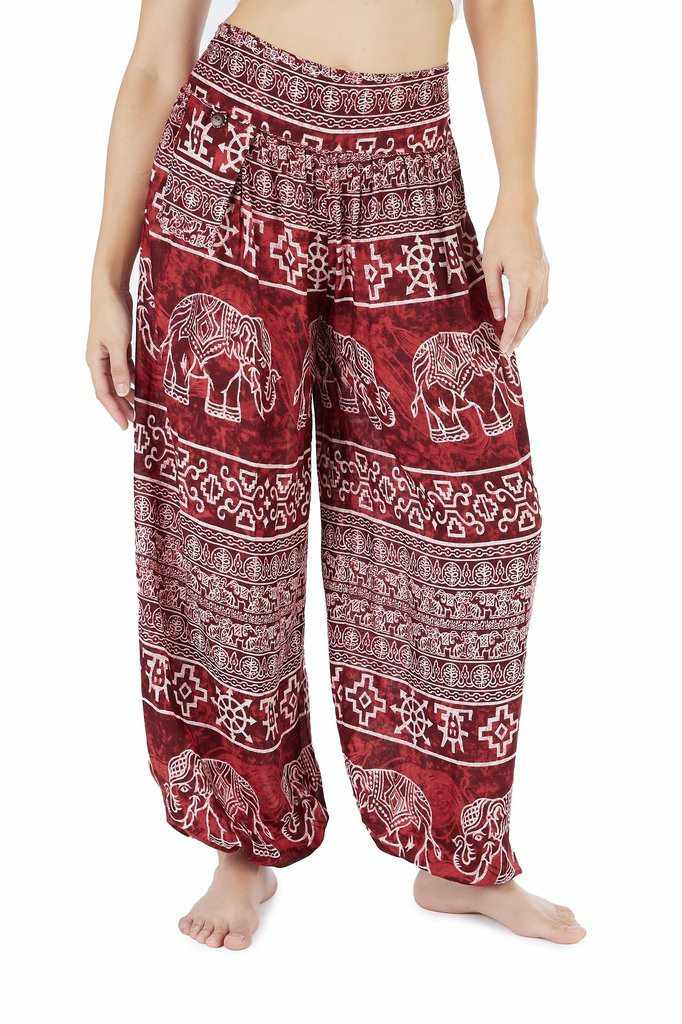 Burgundy Harem pants - Lannaclothesdesign Shop