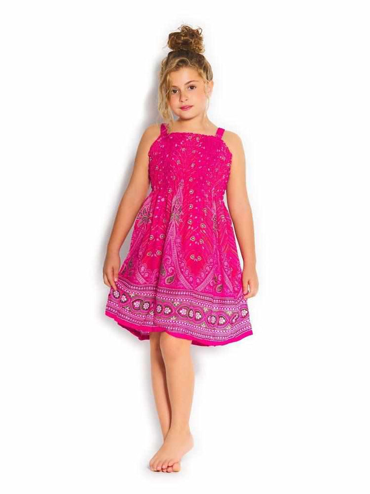 Girls Elastic Boho Dress