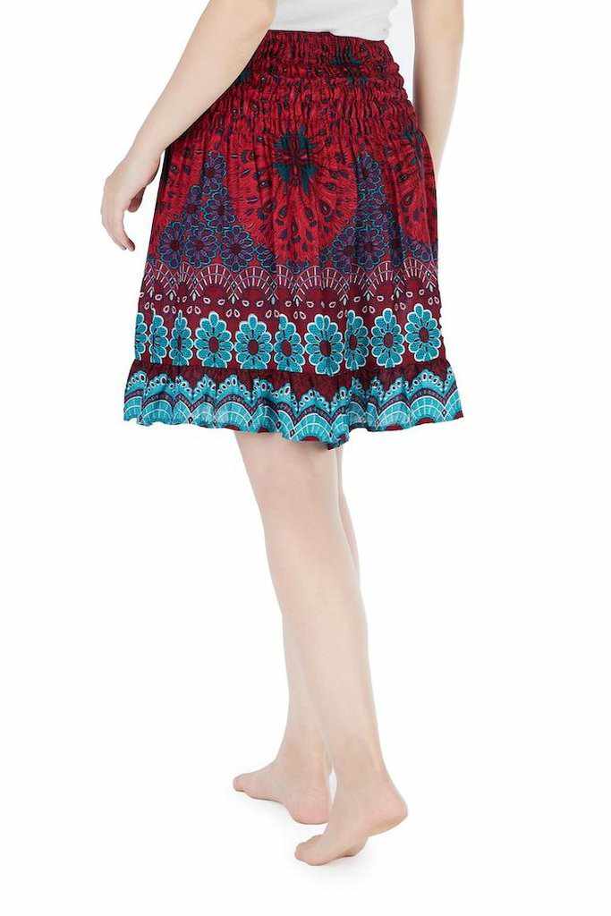 SHORT FLORAL MANDALA BOHO SKIRT - Lannaclothesdesign Shop