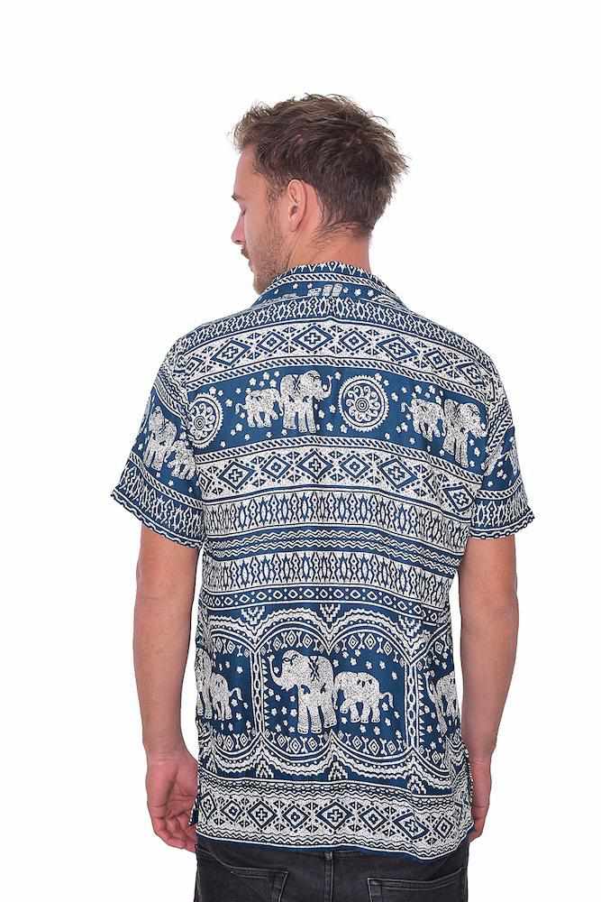 Teal Hawaiian Elephant Printed Shirt - Lannaclothesdesign Shop