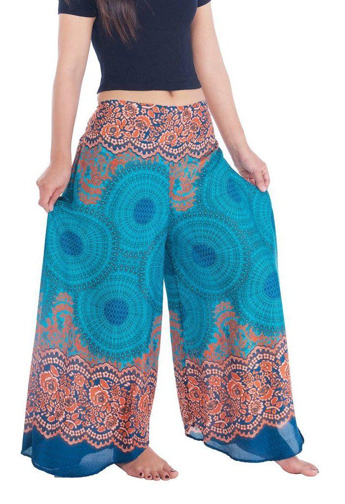 Womens Rose Design Wide Leg Palazzo Pants - Lannaclothesdesign Shop