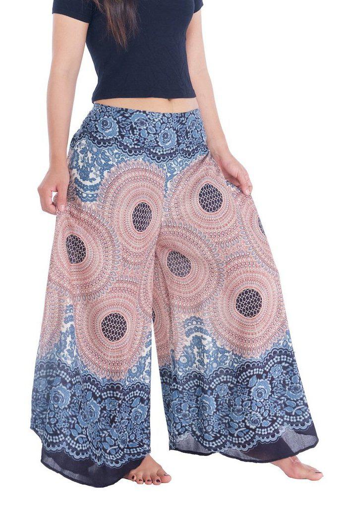 Womens Rose Design Wide Leg Palazzo Pants - Lannaclothesdesign Shop