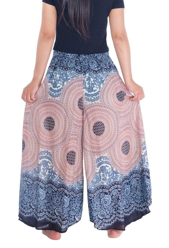 Womens Rose Design Wide Leg Palazzo Pants - Lannaclothesdesign Shop