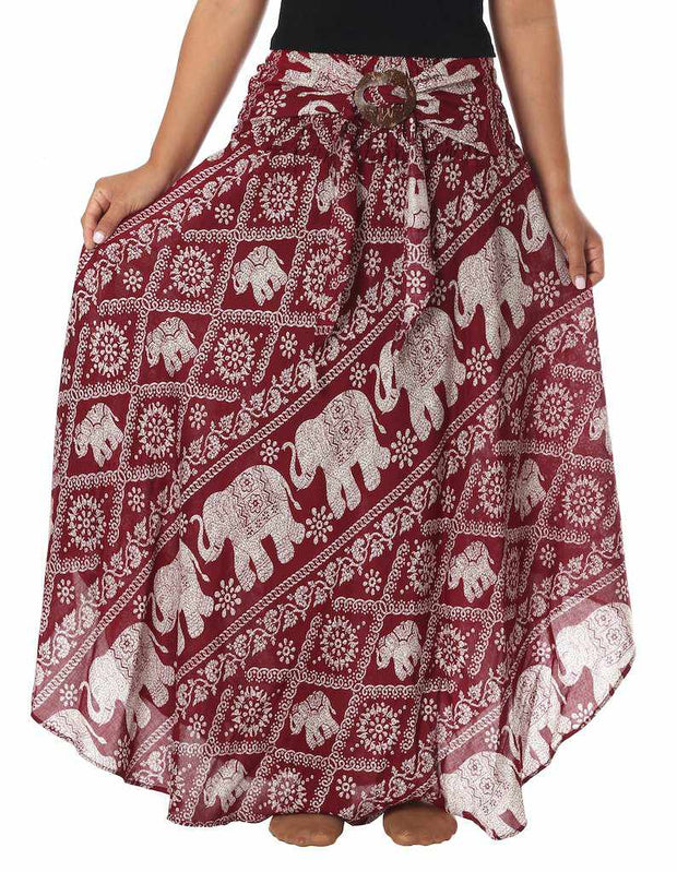 BOHEMIAN ELEPHANT SKIRT-Rayon Skirt-Lannaclothesdesign Shop-Lannaclothesdesign Shop