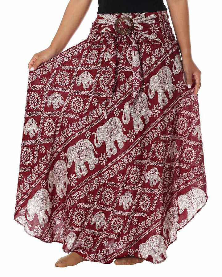 BURGUNDY BOHEMIAN ELEPHANT SKIRT - Lannaclothesdesign Shop