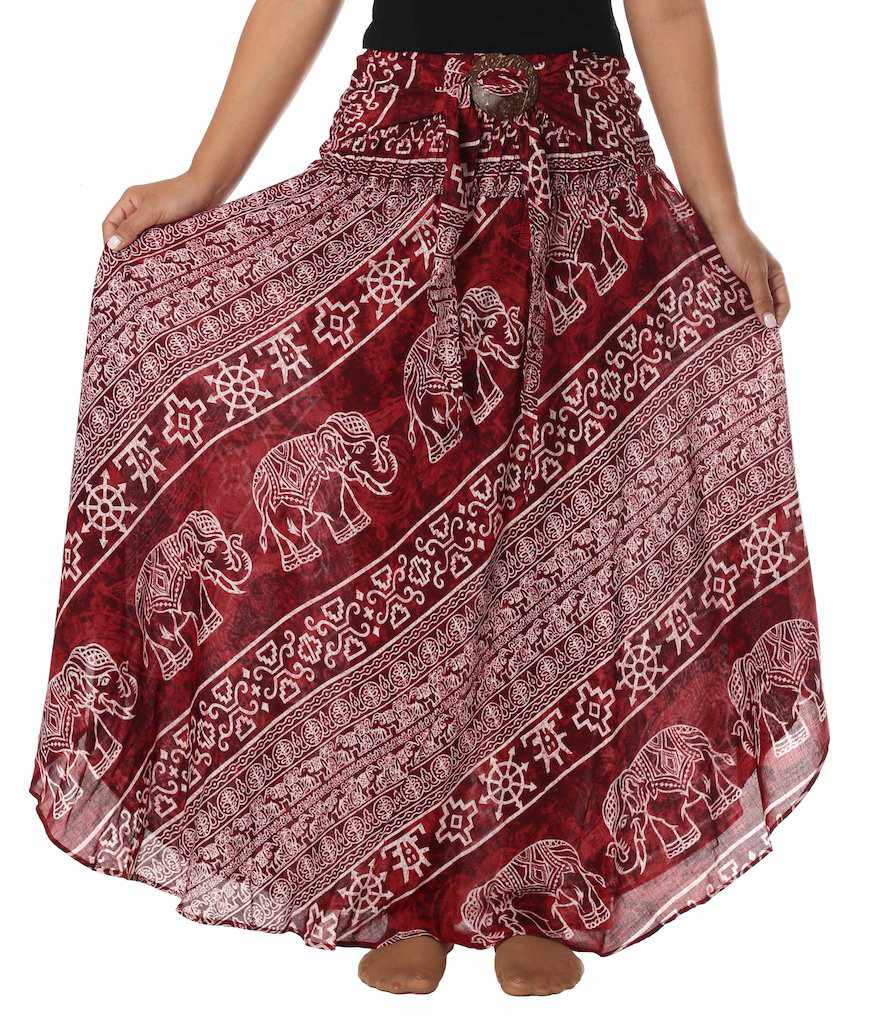 BURGUNDY GYPSY ELEPHANT SKIRT - Lannaclothesdesign Shop
