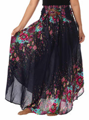 DARK BLUE BOHO Skirt-Rayon Skirt-Lannaclothesdesign Shop-Length 37" S/M SIZE-Lannaclothesdesign Shop