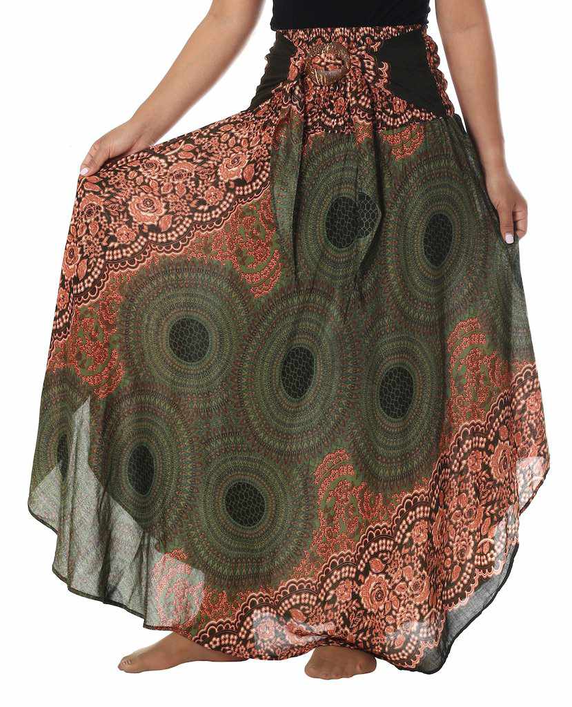 BOHEMIAN HIPPIE SKIRT GREEN - Lannaclothesdesign Shop
