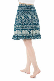 ELEPHANT PRINT SHORT BOHO SKIRT